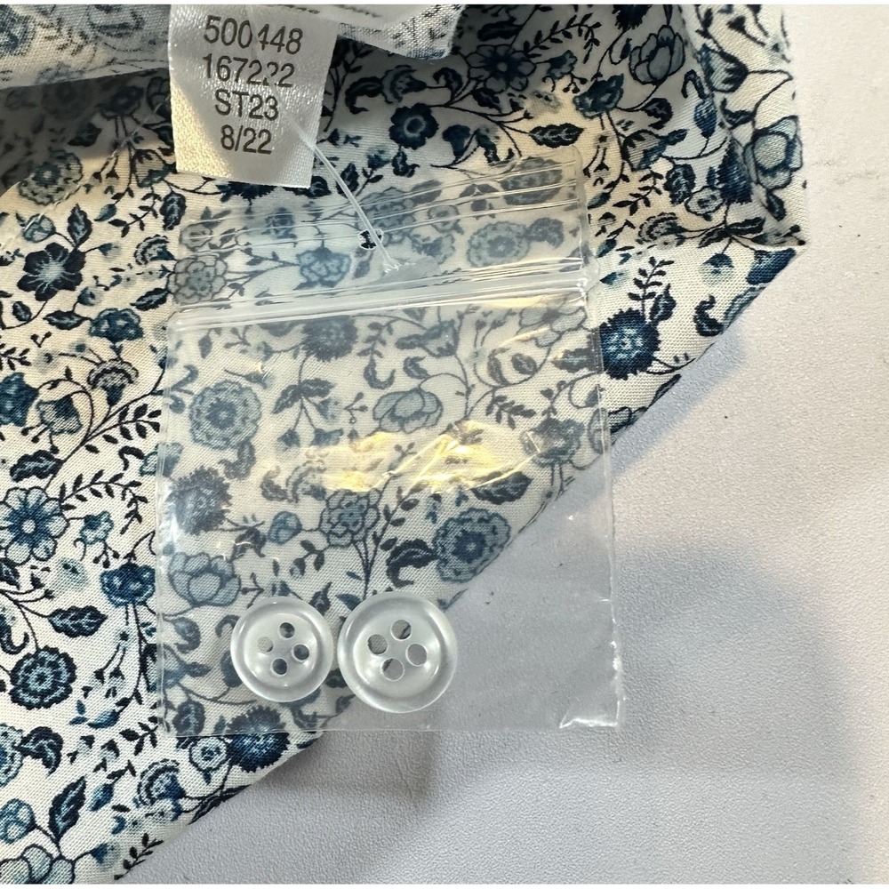 Garnet Hill Organic Pima Cotton Floral Button Front Shirt Womens Size 14 Blue - Picture 7 of 10